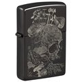 Zippo Skull Mushroom Design High Polish Black Pocket Lighter 48590